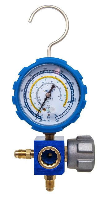Manomètre 1 voie sous blister BP bleu - compatible R32, R134a, R410A & R407C - sans flexible_0