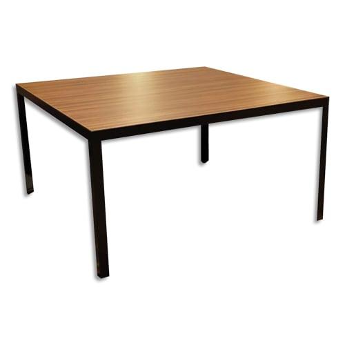 Bureau de direction 4 pieds Karen 180x80cm - Plateau mélaminé noisetier 19mm - Piètement cadre noir avec vérins de réglage_0