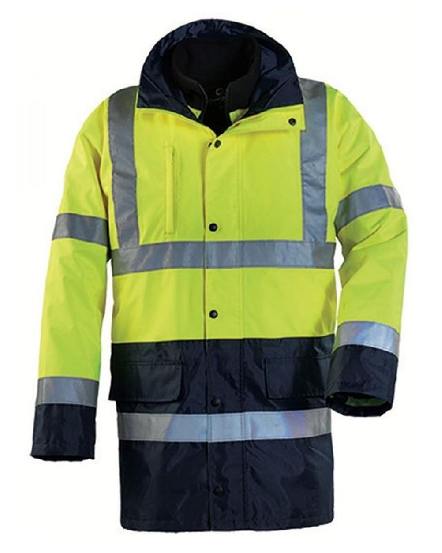 Parka 4en1 haute visibilité hiway jaune fluo/bleu marine tm ...