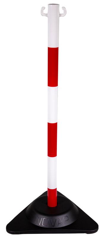 Poteau de balisage x-post sur socle lesté 2,9kg rouge/blanc - NOVAP - 2009997 - 838718_0