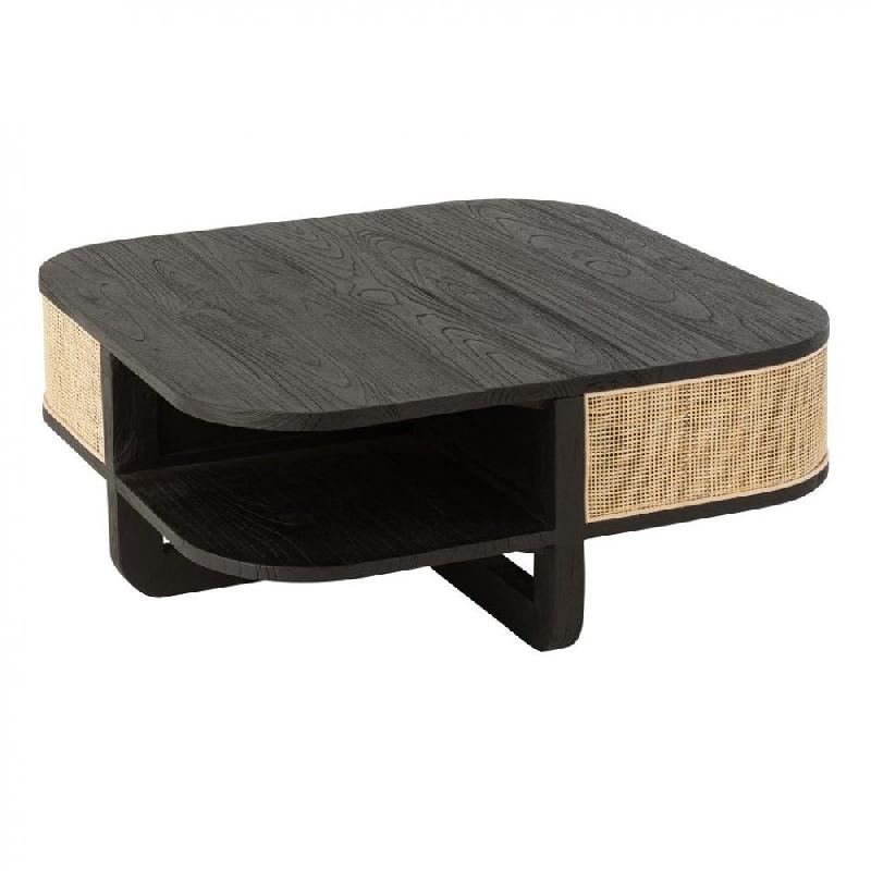 TABLE BASSE RARY EN BOIS EXOTIQUE NOIR ET ROTIN NATUREL_0