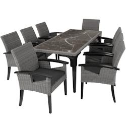 Tectake Table en rotin Foggia avec 8 chaises - gris -404861 - gris plastique 404861_0