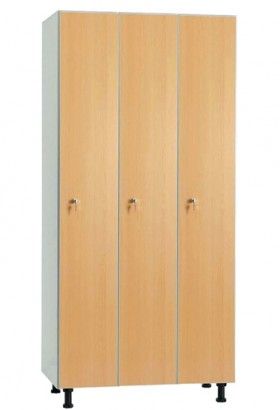 Vestiaire mélaminé hydrofuge - 3 portes - L900 - Merial - monobloc avec serrure à clé_0