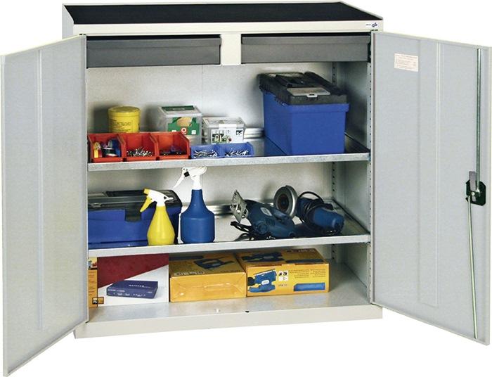 Armoire outillage/Servante de machine H1000xl1000xP500 mm 2 tiroirs, 2 fonds gris clair, RAL 7035/gris clair,RAL 7035 STUMPF_0