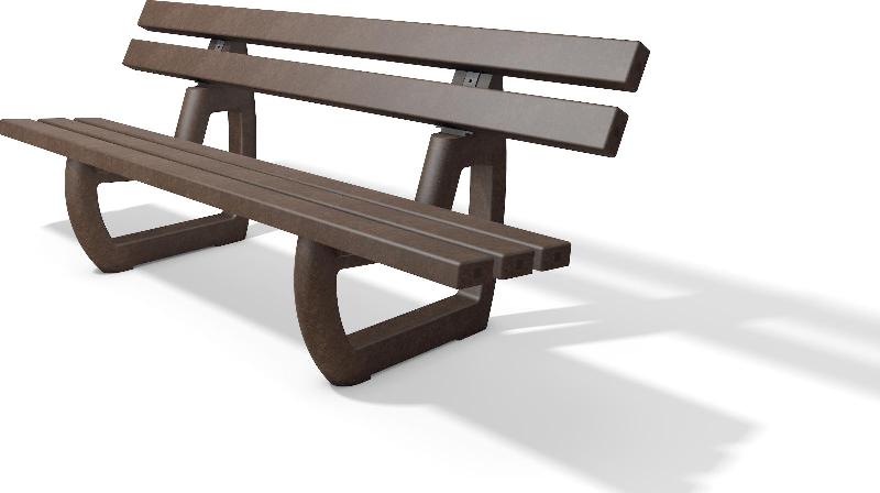 Banc public en plastique recyclé - Tivoli - Design classique et moderne avec piétements monoblocs_0
