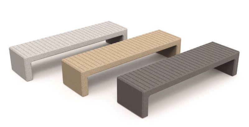 Banquette de ville en polyéthylène haute densité - plastique effet béton, traité anti-UV, 100% recyclable_0