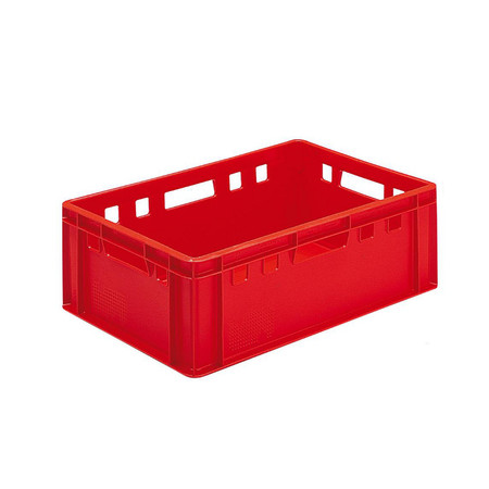 Bac en plastique en polyéthylène haute densité - parois et fond pleins - rouge - 600 x 400 x 200 mm - BL1419BEK_0