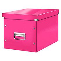 BOÎTE DE RANGEMENT CARTON LEITZ CLICK & STORE WOW CUBE FORMAT L ROSE