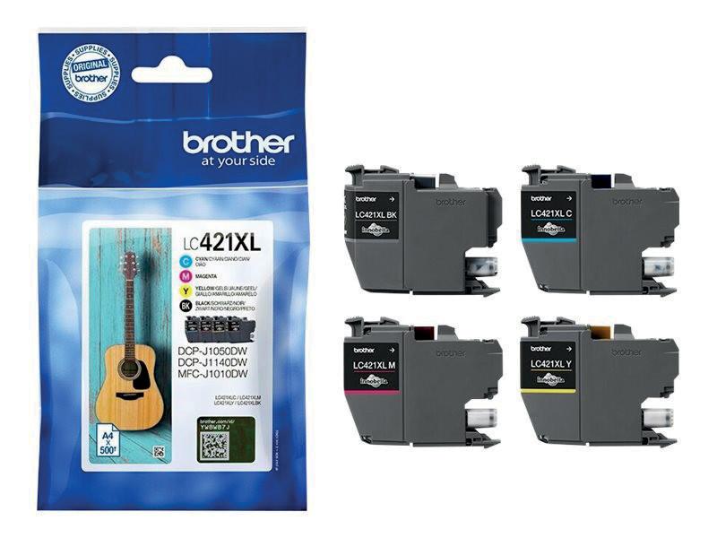 BROTHER LC421XLVAL CARTOUCHE D'ENCRE ORIGINALE GRANDE CAPACITÉ - PACK NOIR + COULEURS