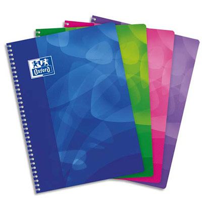 CAHIER OXFORD LAGOON - COUVERTURE POLYPROPYLENE - SPIRALE - A4 - 160 PAGES - 90G  - SEYES - COLORIS ASSORTIS