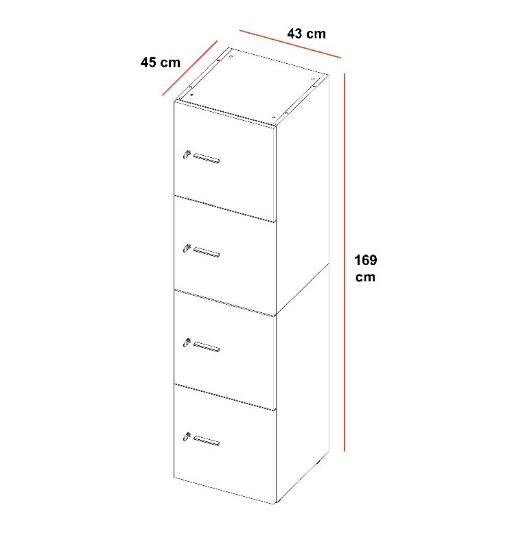 Casiers de rangement modulaires - QUADRIFOGLIO - A clé, 4 cases_0
