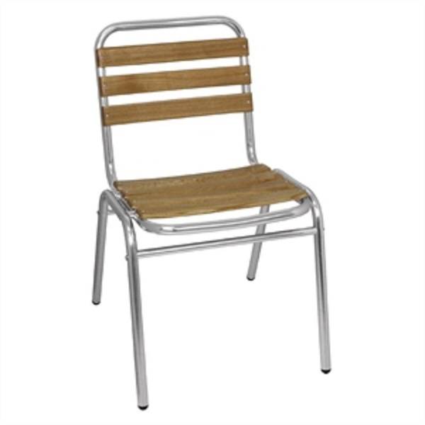 Chaise bistro en frêne et aluminium TRGK997 - Dimensions assise : 405mm (l) x 345mm (p) - Lot de 4_0