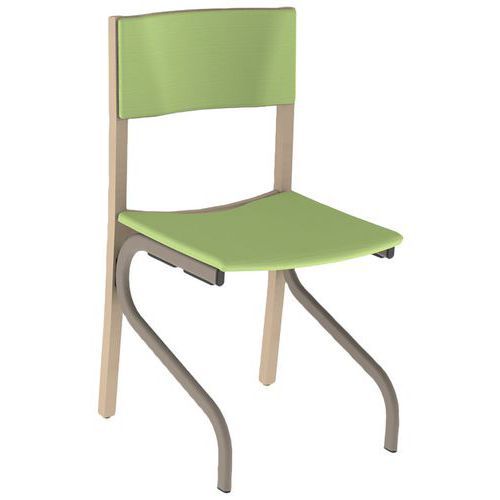 CHAISE ELSA AS/DOS ABAKA TILLEUL STR BOIS NATUR MÉTAL NOISET - MOBIDECOR