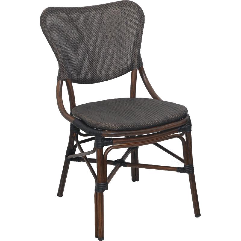 Chaise de restaurant PESSAC - aluminium rotin toile textilène - extérieur vintage_0