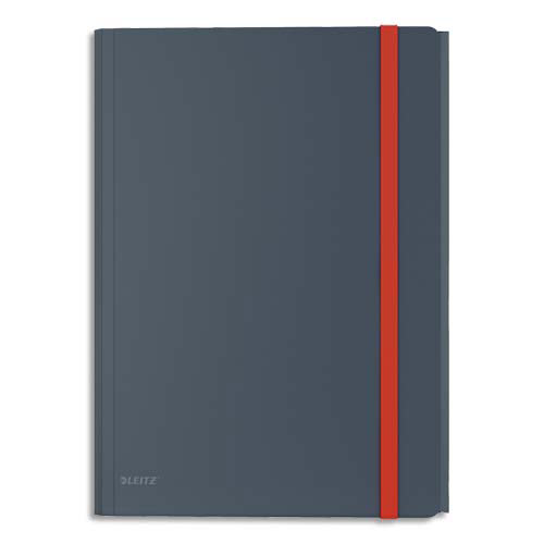 CHEMISE 3 RABATS A ELASTIQUE + POCHETTE PRESSION LEITZ COSY - POLYPROPYLENE - A4 - GRIS - LOT DE 10