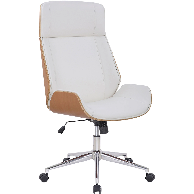 CLP Fauteuil de bureau Varel en similicuir avec coque de siège en bois Nature / Blanc - blanc polyester 314575_0