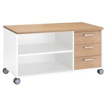 CONSOLE EXPRIM 3 TIROIRS DÉCOR CHÊNE CLAIR - CORPS BLANC