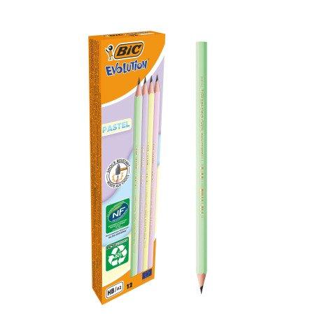 CRAYON À PAPIER BIC EVOLUTION PASTEL HB - BOÏTE DE 12