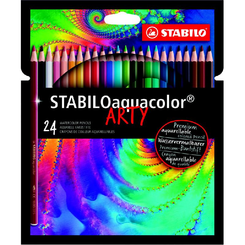 CRAYON DE COULEUR STABILO AQUACOLORS ARTY  - ETUI DE 24 COLORIS ASSORTIS