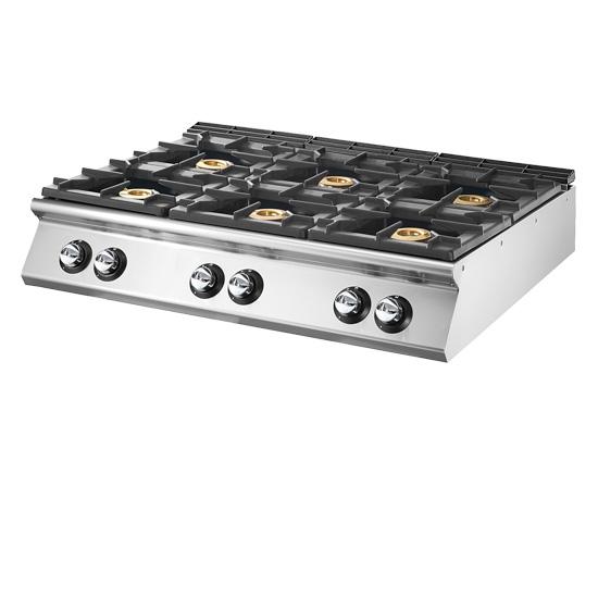 Cuisinière à gaz plateau embouti avec 6 brûleurs puissance 52 kw - PVS90120PCGST_0