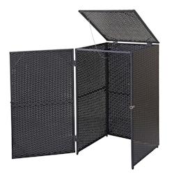 Décoshop26 - Abri de poubelle extérieur conteneurs à ordures 110x65x66 cm en rotin poly noir 120 litres 04_0002857 - noir 3000375632698_0