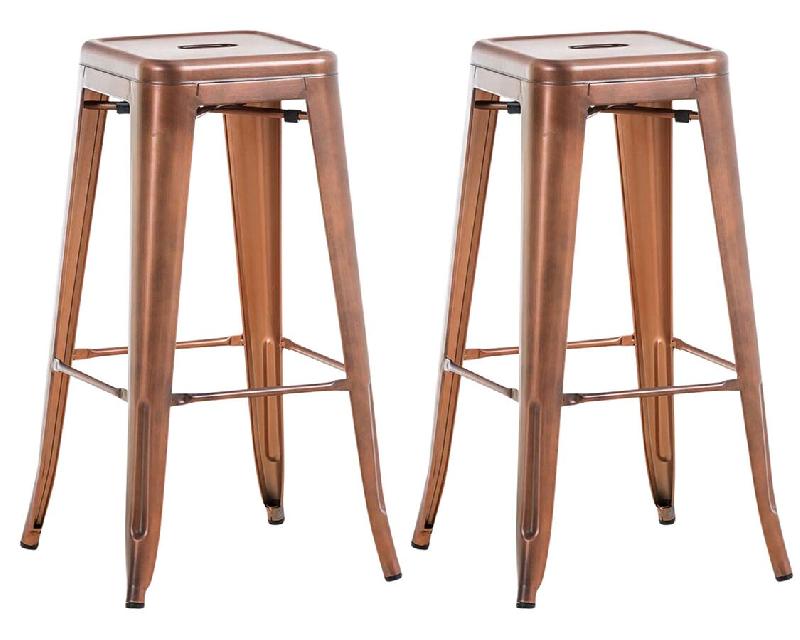Décoshop26 - Lot de 2 tabourets de bar style industriel en métal avec repose-pieds cuivre vieilli vintage TDB10114 - métal 3001356351911_0