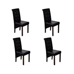 Décoshop26 - Lot de 4 chaises de salle à manger cuisine capitonné design classique en synthétique noir CDS021799 - noir 3000017081532_0