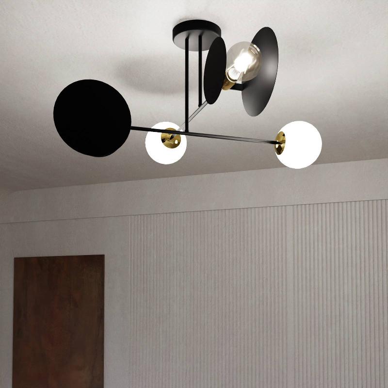 EMIBIG LIGHTING PLAFONNIER MINERVA, À 4 LAMPES, NOIR