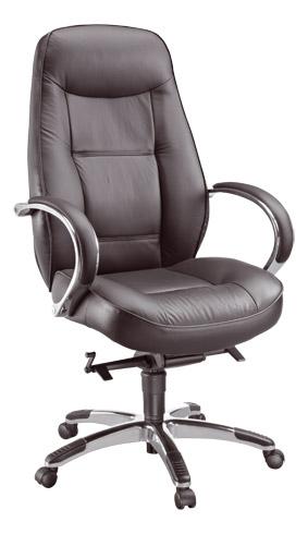 FAUTEUIL DE BUREAU KOLOS CUIR - AVEC ACCOUDOIRS, APPUI-TÊTE - MÉCANISME BASCULANT AXE DÉCALÉ - PIED ALUMINIUM