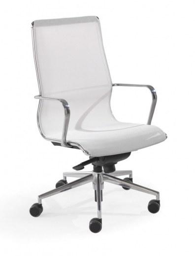 Fauteuil Manager Mesh HD design - Résille blanche - Base et accoudoirs alu poli - Référence 9511 FR201_0