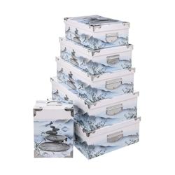 FIVE Lot de 6 Boîtes de rangement avec poignées et coins en Métal collection Zen - multicolore 3560231537715_0
