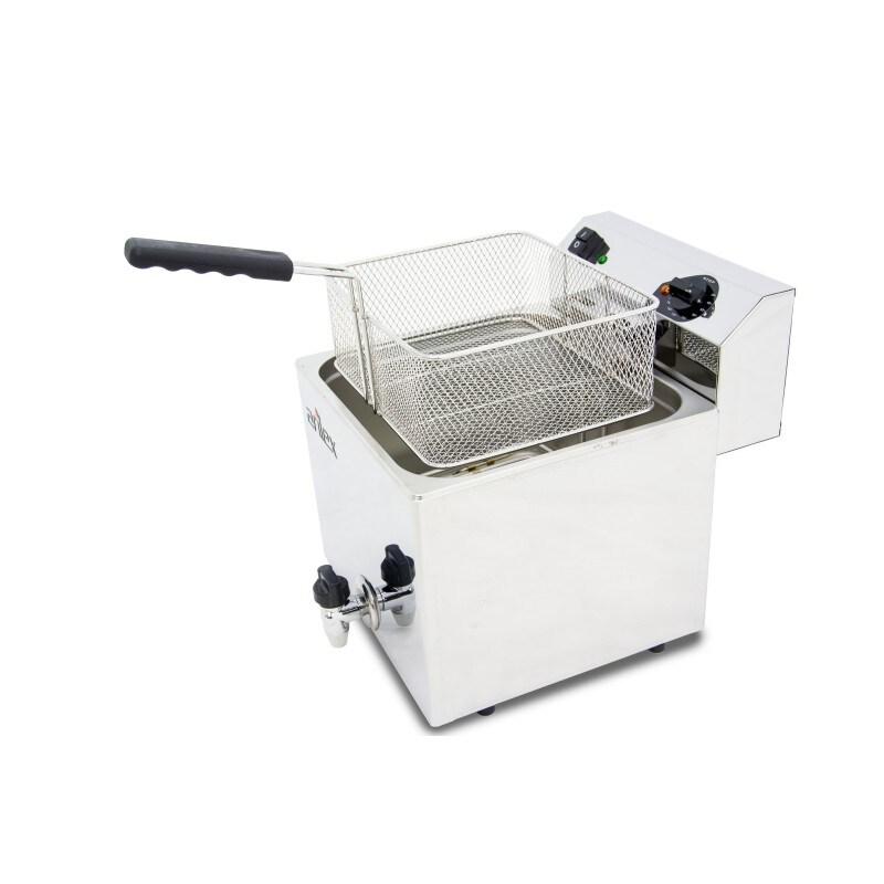 Friteuse électrique EVOLUTION avec robinet, capacité de 12 litres, puissance monophasée de 4,5 kW, avec contacteur EVO12G, de Arilex - GEVO12G_0