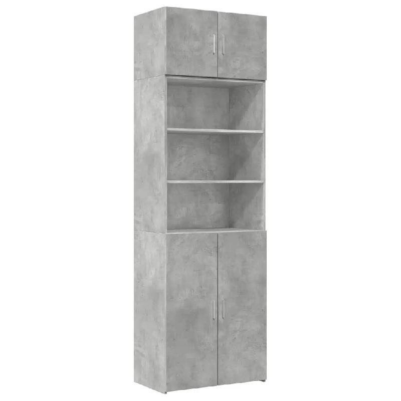 Helloshop26 - Armoire de rangement haute 70 x 42,5 x 225 cm espace vertical 7 compartiments moderne en bois d'ingénierie gris béton 02_0055573 - ver_0
