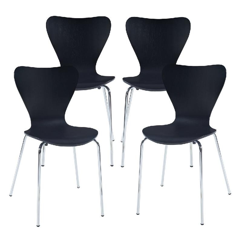 Helloshop26 - Lot de 4 chaises de salle à manger moderne design robuste noir / chrome 03_0009814 - noir métal 3000224882403_0