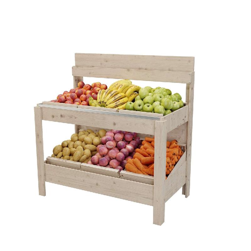 LES ARTISANS DU BOIS Présentoir fruits&légumes Primo teinté verni chêne clair  l129xp70xh133 cm - Bois massif 1RET0764C_0