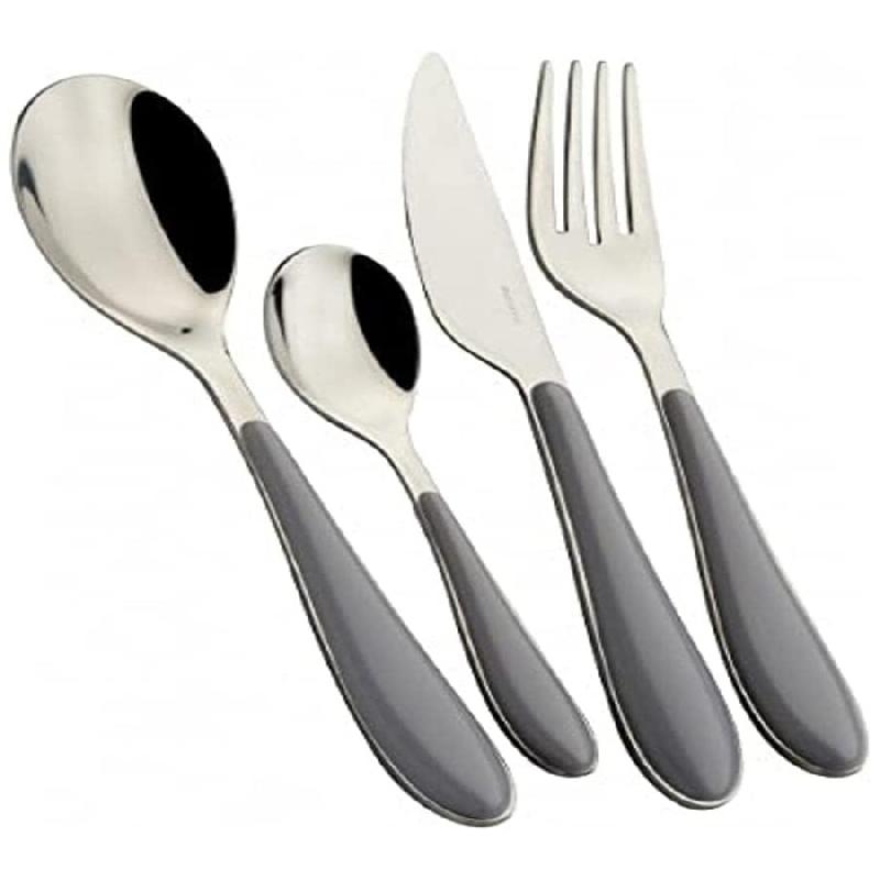 MÉNAGÈRE 24 PIÈCES ACIER INOXYDABLE 18/10 - MANCHE GRIS ABS - BUGATTI - GIOIA