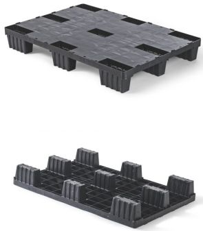 Palette plastique légère - 1140x760x150 mm - plateau plein - 9 pieds - charge 2000 kg statique / 1000 kg dynamique_0