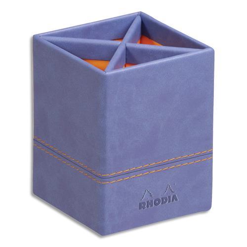 POT A CRAYONS RHODIA RHODIARAMA - EN SIMILI CUIR ITALIEN - 4 COMPARTIMENTS - DIM (LXHXP) 8X11X8 CM - COLORIS SAPHIR