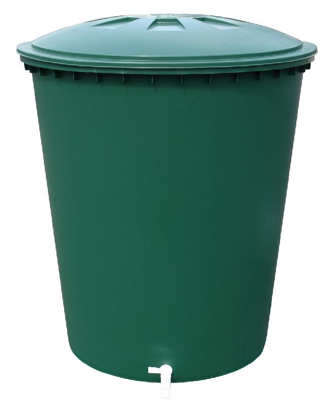 Récupérateur d'eau aérien GARANTIA cylindrique vert - 210L - Cuve rigide en polypropylène avec accessoires inclus_0
