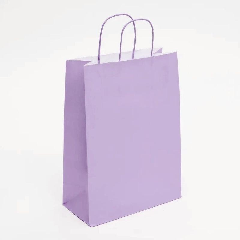 Sac kraft  poignées torsadées Lilas 27x12x37cm - par 50_0