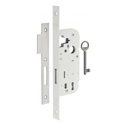 Serrure encastrable à clé pour porte intérieure, pêne dormant seul, axe 40mm, bouts carrés, blanc, 1 clé - THIRARD - blanc 3150260003024_0