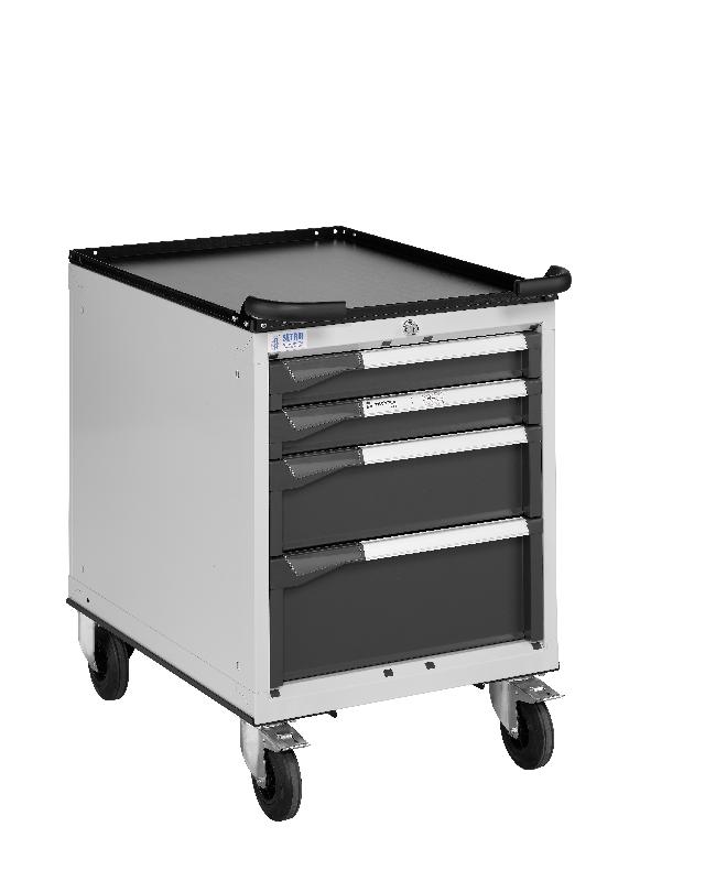 Servante métallique Novalp B - 4 tiroirs gris RAL 7035 et 7016 - charge maxi 100 kg_0