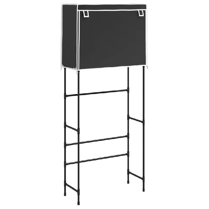 Support de rangement 2 niveaux - au-dessus de la machine à laver - 71x29,5x170,5 cm - Noir - Fer - Réf 02_0005474_0