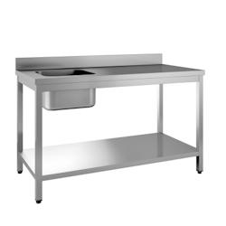 Table du chef adossée L 1200 mm - Bac à gauche 400 x 400 x 250 - inox TDC7BG-12_0