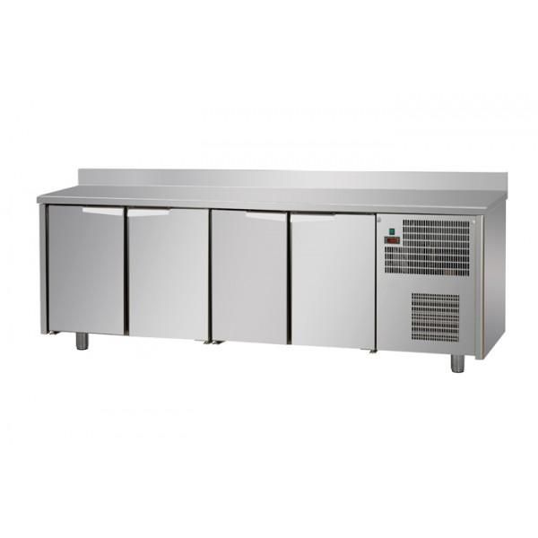 Table réfrigérée 4 portes inox avec dosseret - capacité 530L - dimensions 2360x600x950/1020mm_0