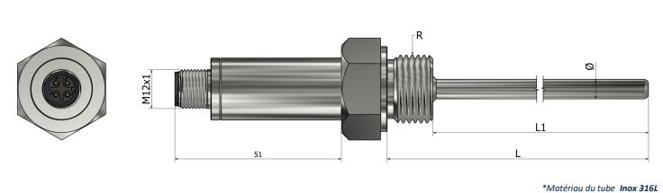Thermistance à visser avec sortie connecteur M12 et transmetteur - HR31_0