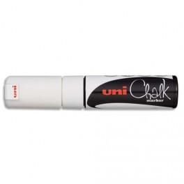 UNIBALL MARQUEUR CRAIE CHALKMARKER, POINTE BIDEAU MOYENNE, POUR LES TABLEAUX NOIRS, MENUS  COLORIS BLANC
