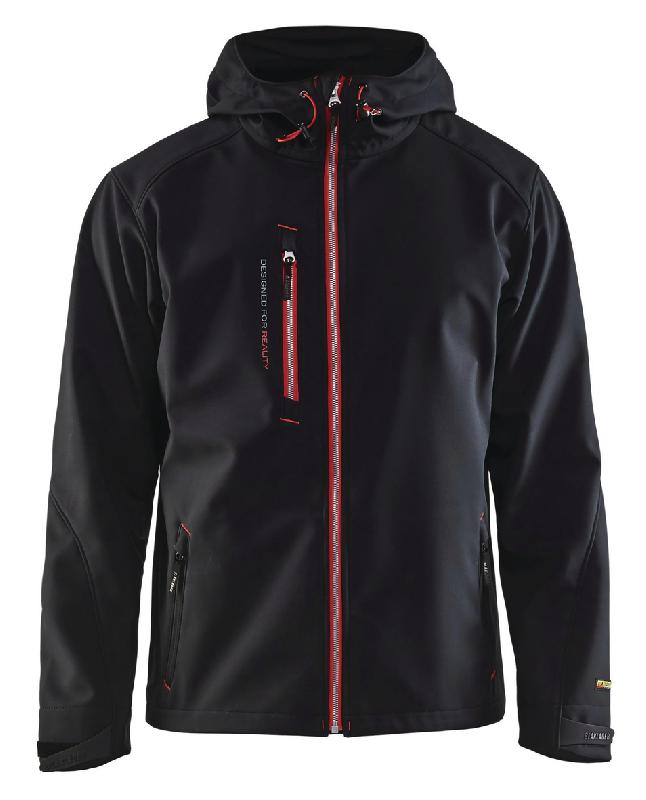 VESTE SOFTSHELL À CAPUCHE NOIR/ROUGE TAILLE XXL - MANUTAN COLLECTIVITÉS