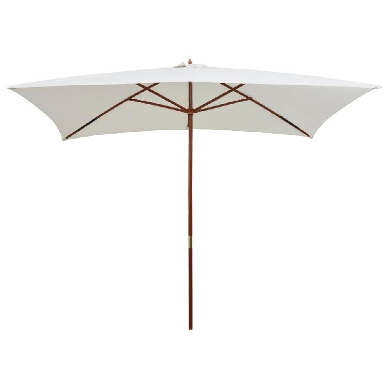 VidaXL Parasol avec poteau en bois 200 x 300 cm Blanc crème Modèle Ventura Prestige Plus - beige 8718475505488_0