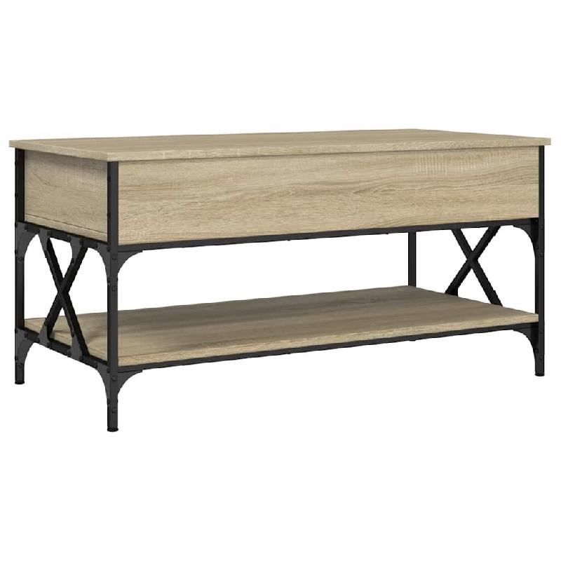 VidaXL Table basse chêne sonoma 100x50x50cm bois d'ingénierie et métal Modèle Symphonie Élite - 845357_0
